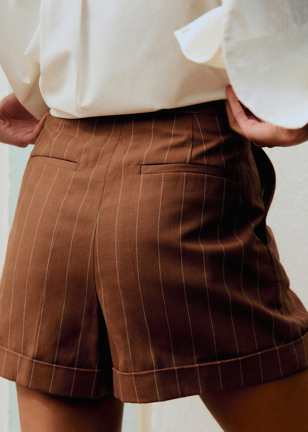 Short Dogan - Rayures Tennis Choco Crème