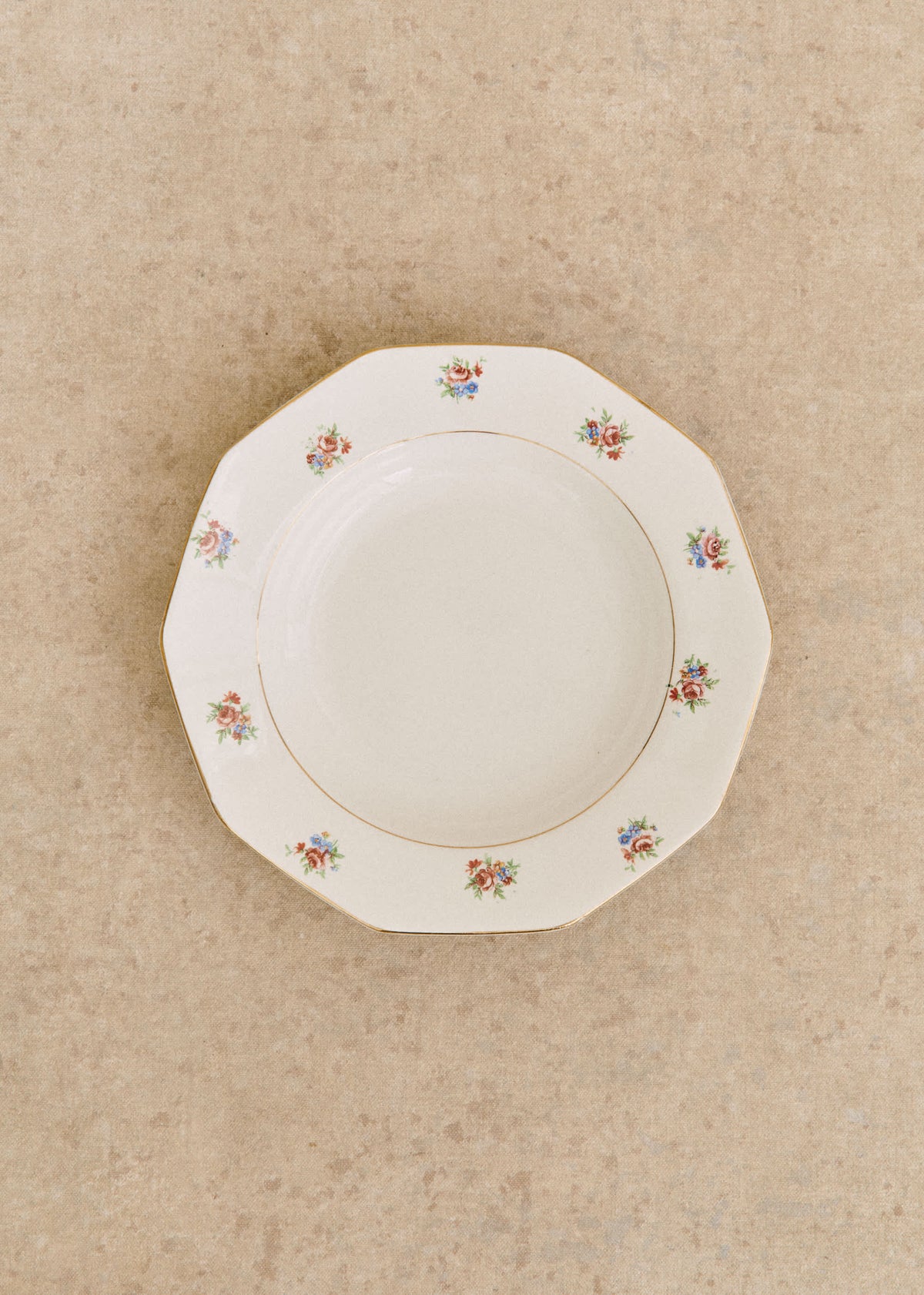 Assiettes creuses anciennes, Fleurs anglaises - Lot de 5 assiettes creuses - Décor n°4