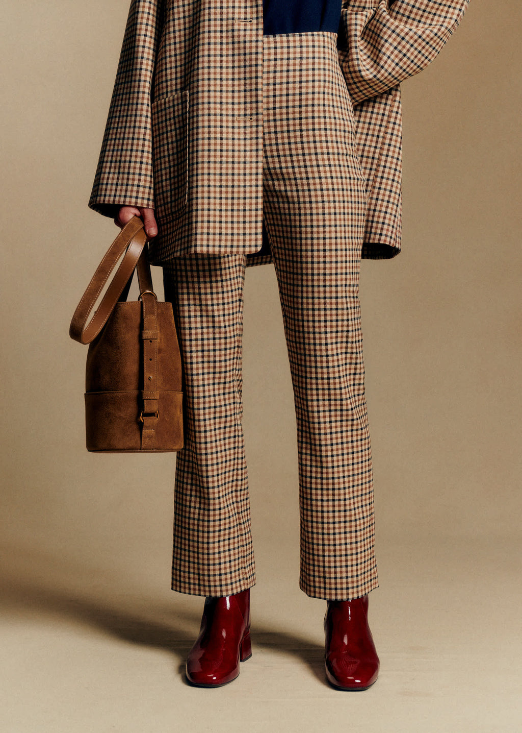 Pantalon Ciara - Carreaux Camel Beige et Noir