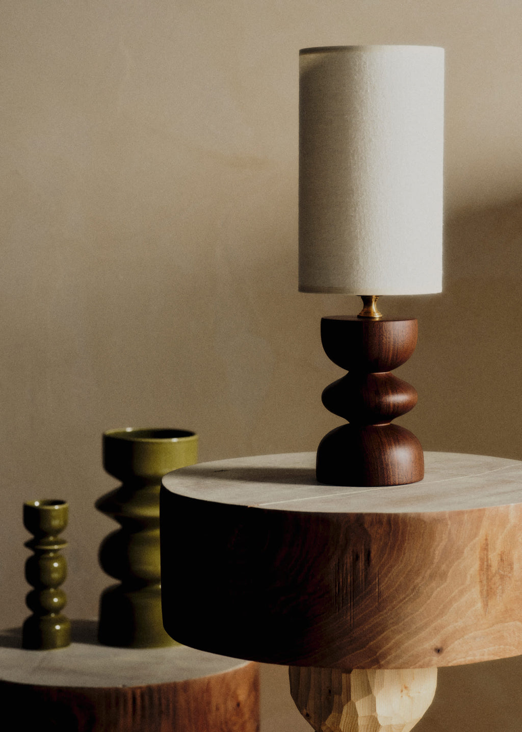 Lampe Romie Objetti Petit Modèle - Noyer - Abat-jour Petit Modèle Romie