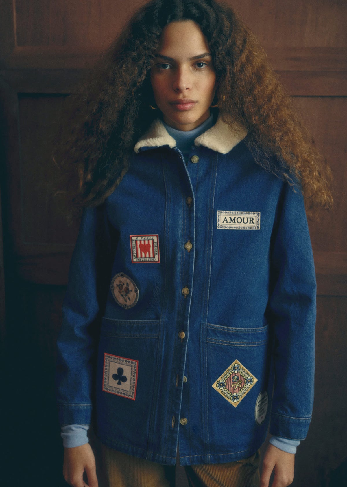 Veste Will - Sézane x Antoinette Poisson - Broderie Contrasté Bleu denim