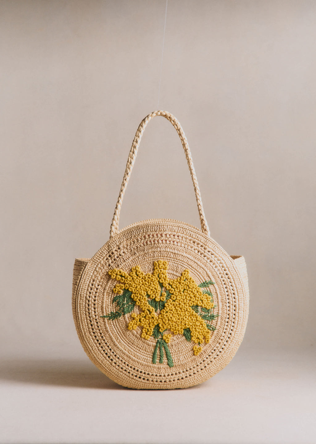 Panier June - Raphia Broderie Mimosa