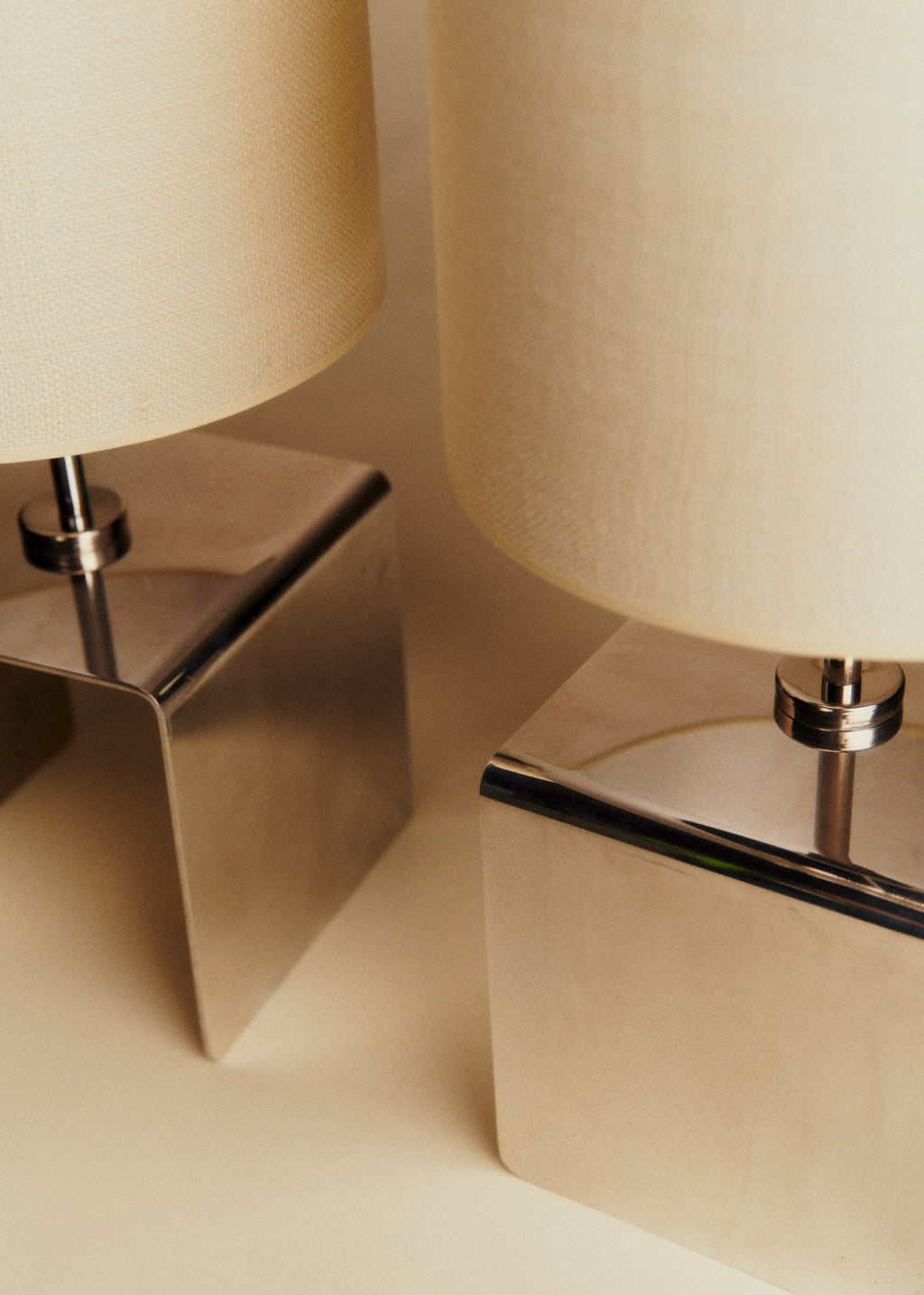 Paire de lampes à poser cubique vintage chromé - Chrome