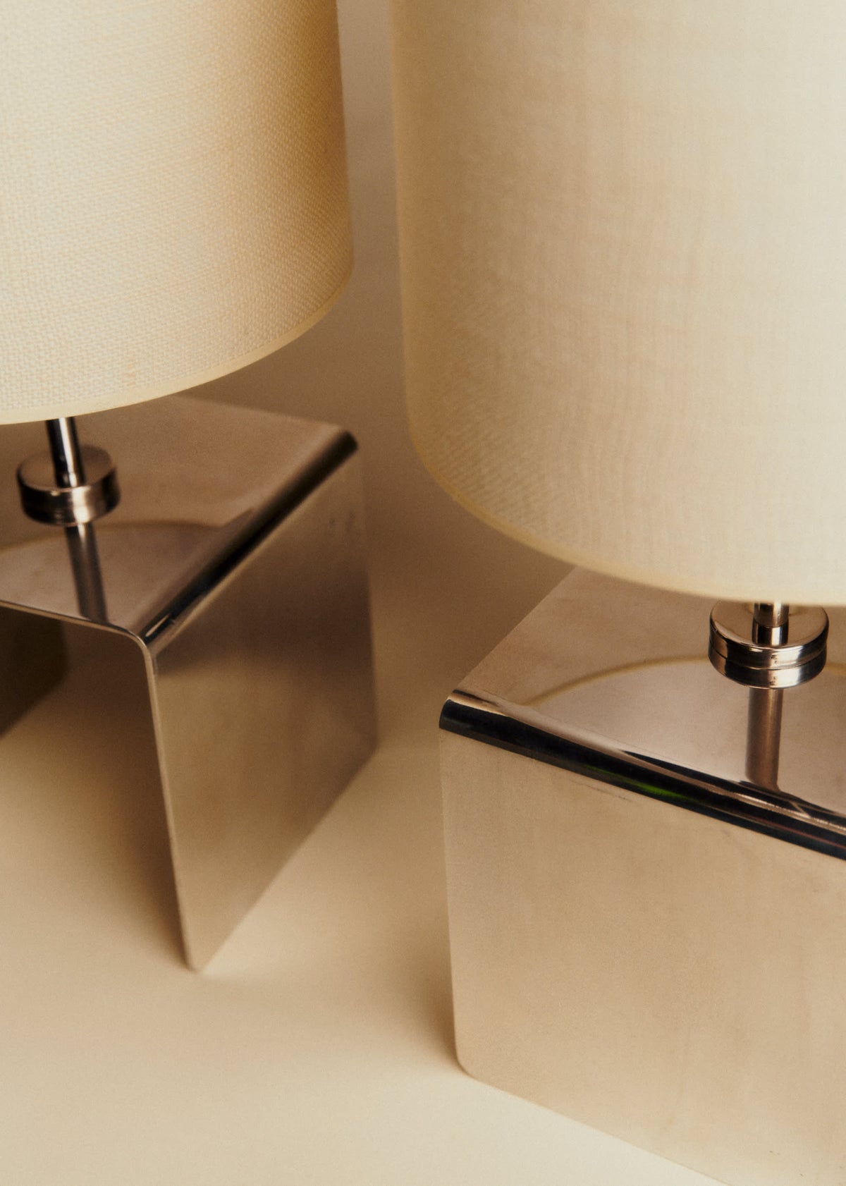 Paire de lampes à poser cubique vintage chromé - Chrome