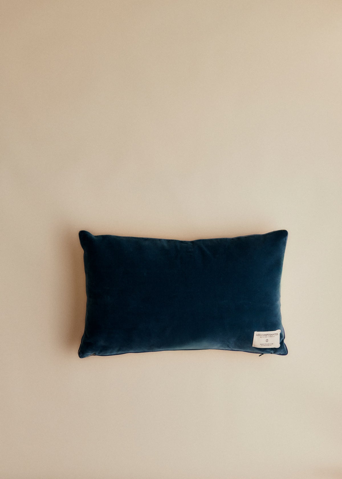 Coussin vintage velours bleu - Petit modèle - Imprimé Branches Multico