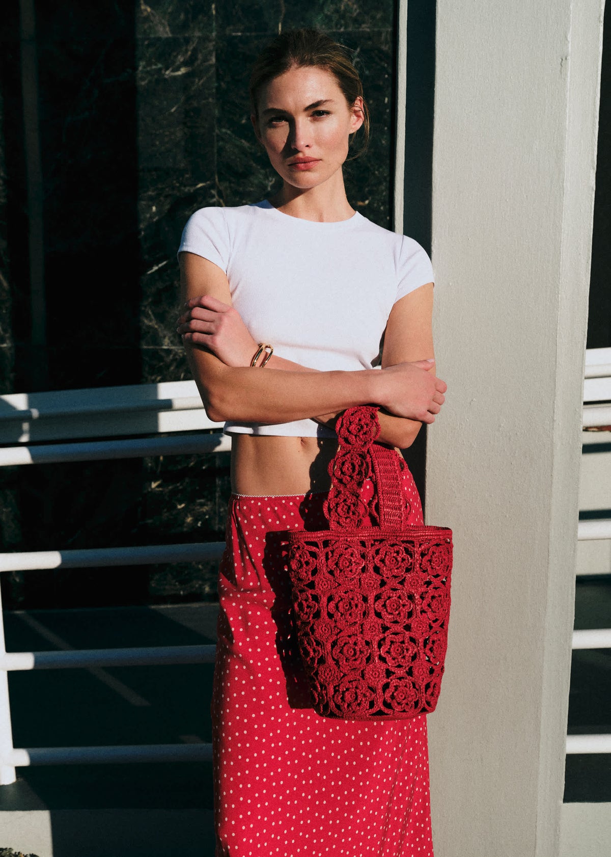 Panier Marcia - Raphia Rouge