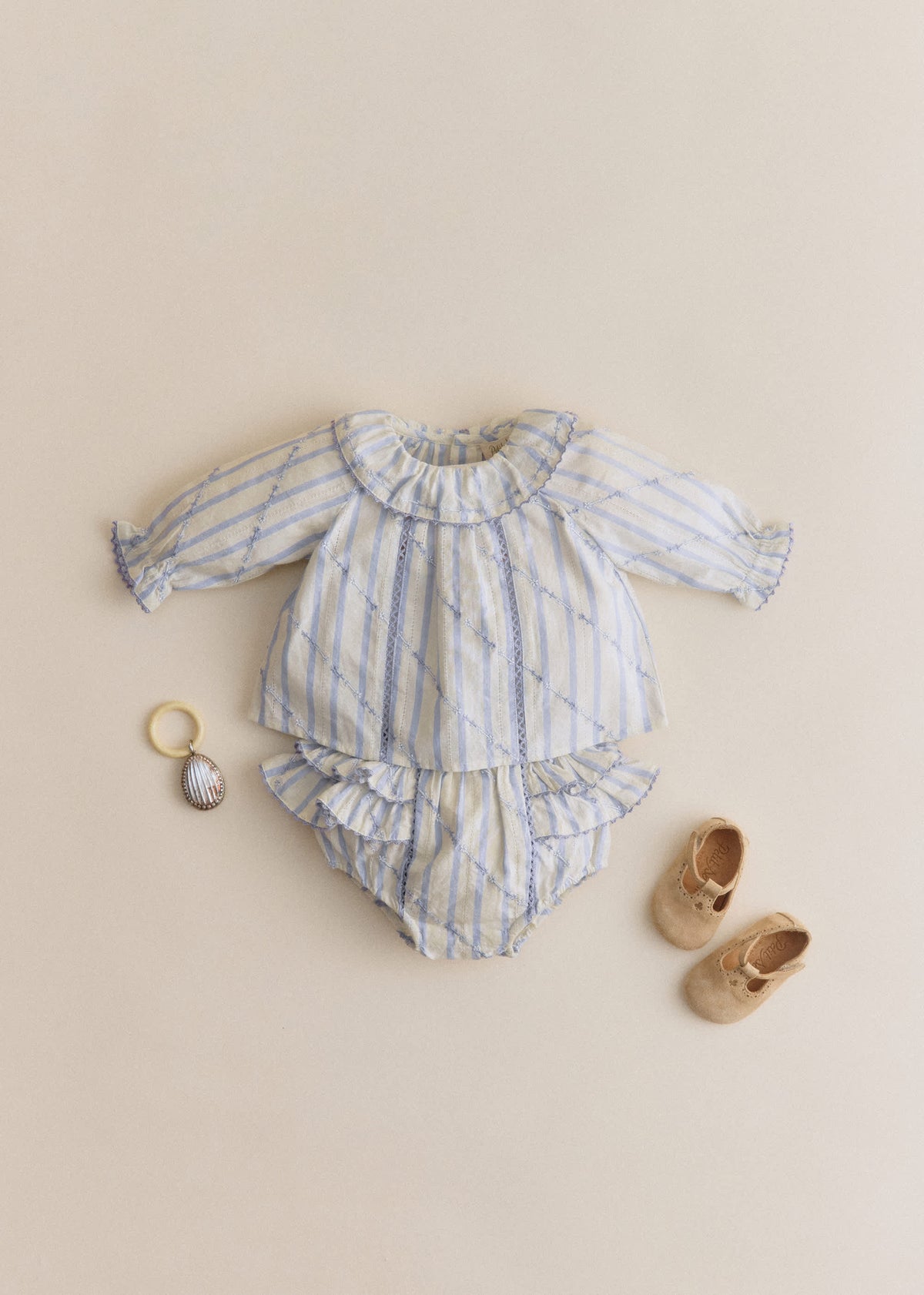 Blouse Héloïse - Rayures Lavande Broderie