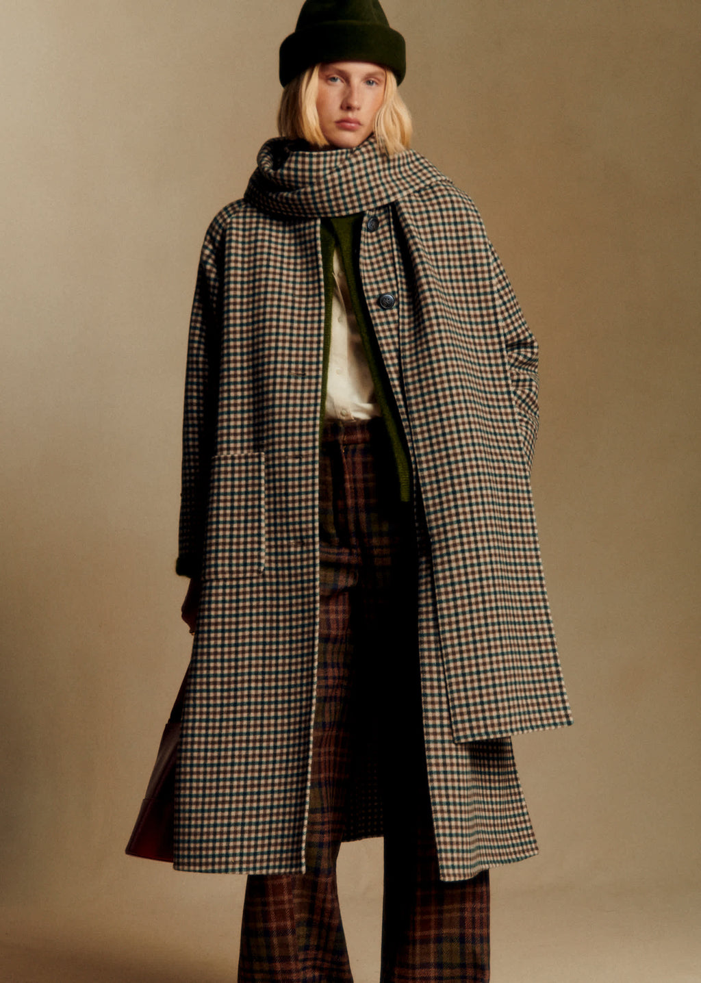 Manteau Kais - Carreaux Vert Marron