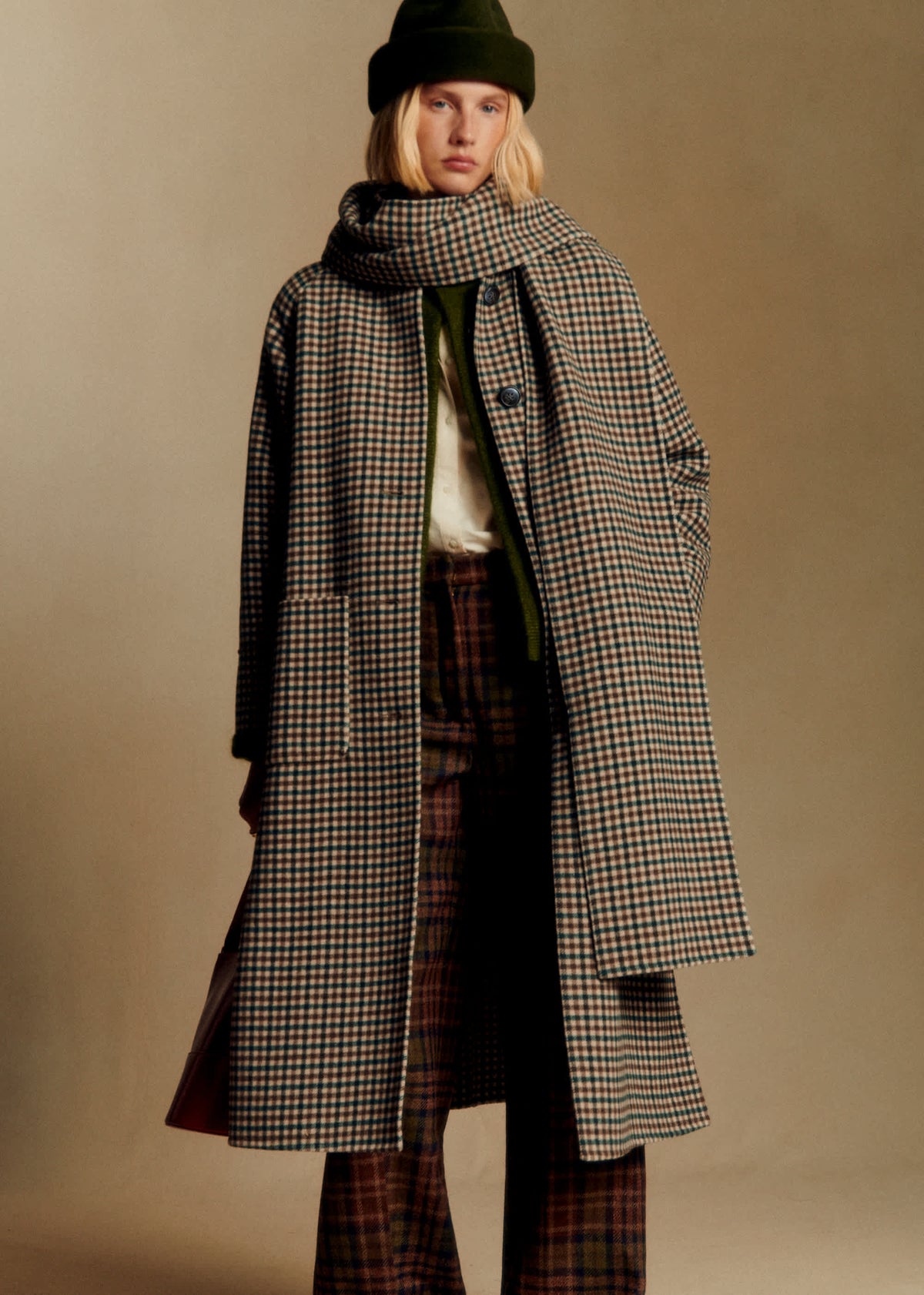 Manteau Kais - Carreaux Vert Marron