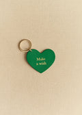 Porte-clé Coeur - Vert "Make a wish"