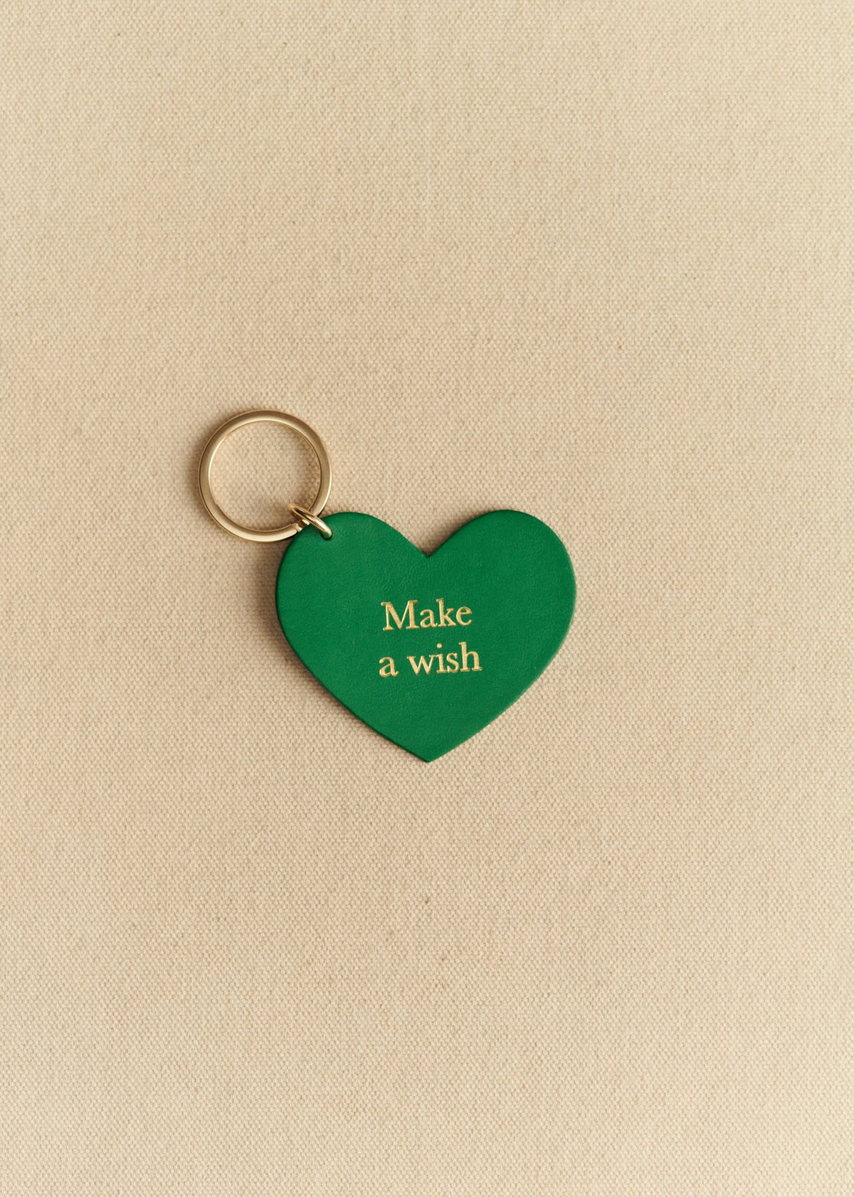 Porte-clé Coeur - Vert "Make a wish"