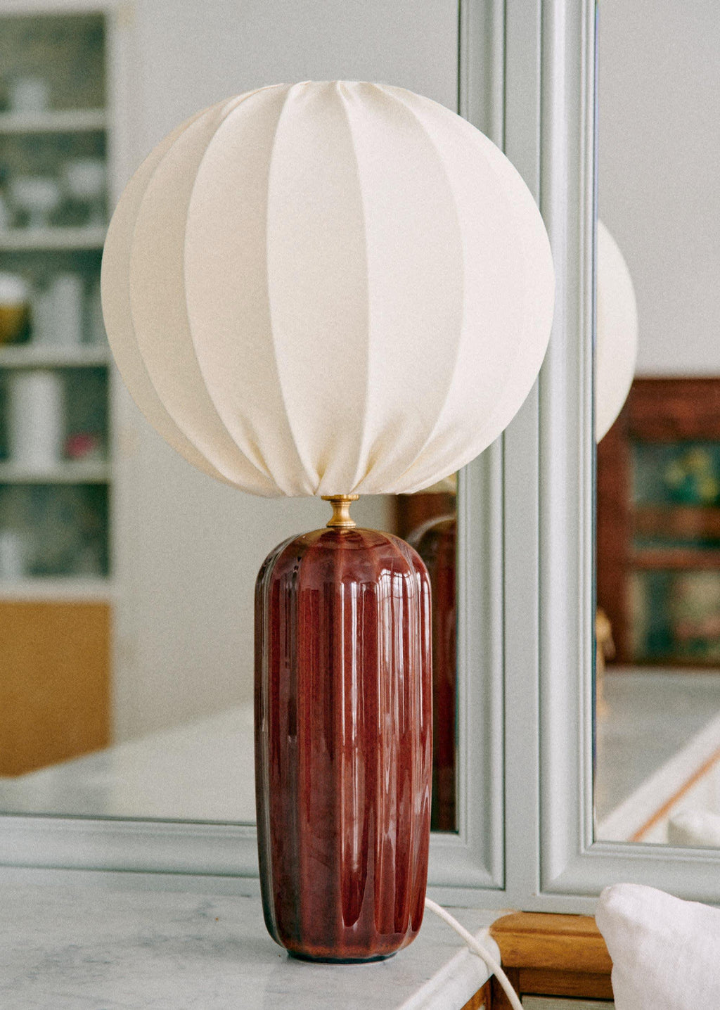 Lampe Traviata Grand Modèle - Moka - Abat-jour Sonate - Écru