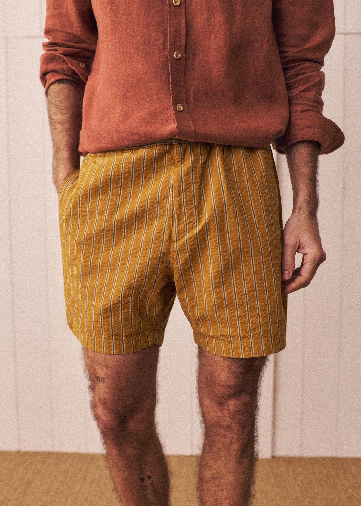 Short Beckett - Moutarde Rayures Grises