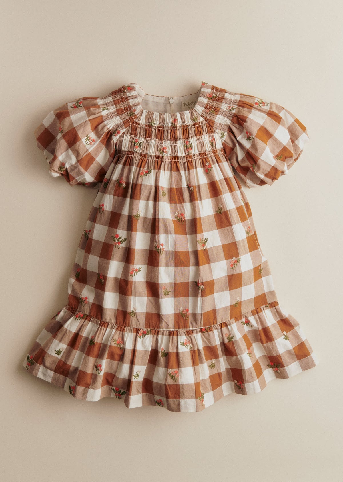 Robe Lucinda - Maxi Vichy Caramel / Ecru