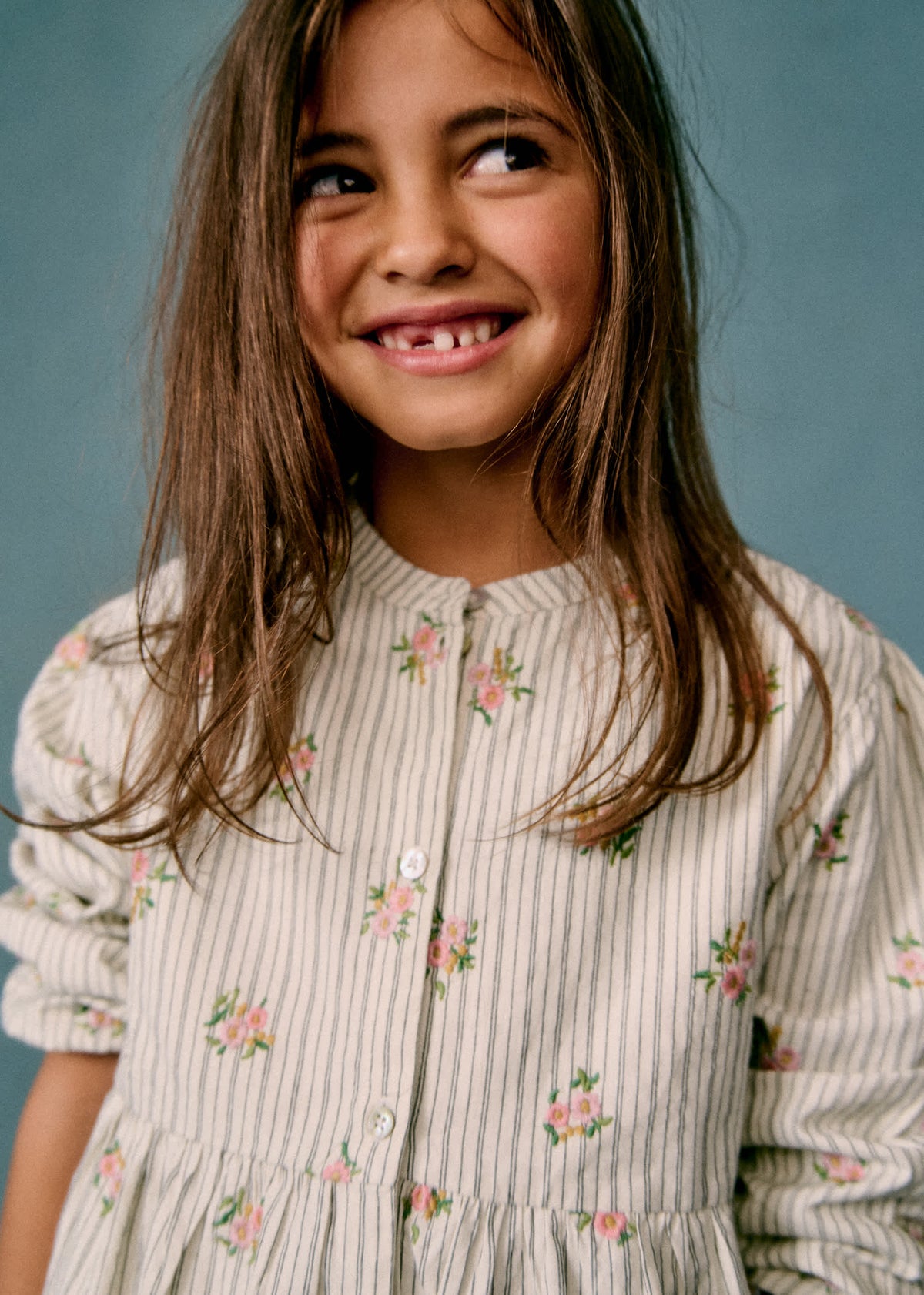 Robe Louise - Rayures Broderies Fleurs