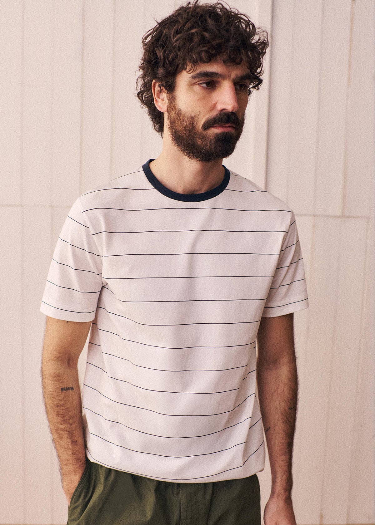 T-Shirt Samy - Blanc Rayures Fines Noires