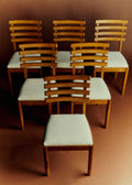 Lot de 6 chaises en chêne années 40 - Chêne teinté