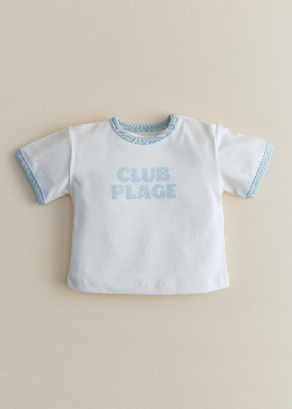 T-Shirt Club Plage - Ecru / Bleu ciel