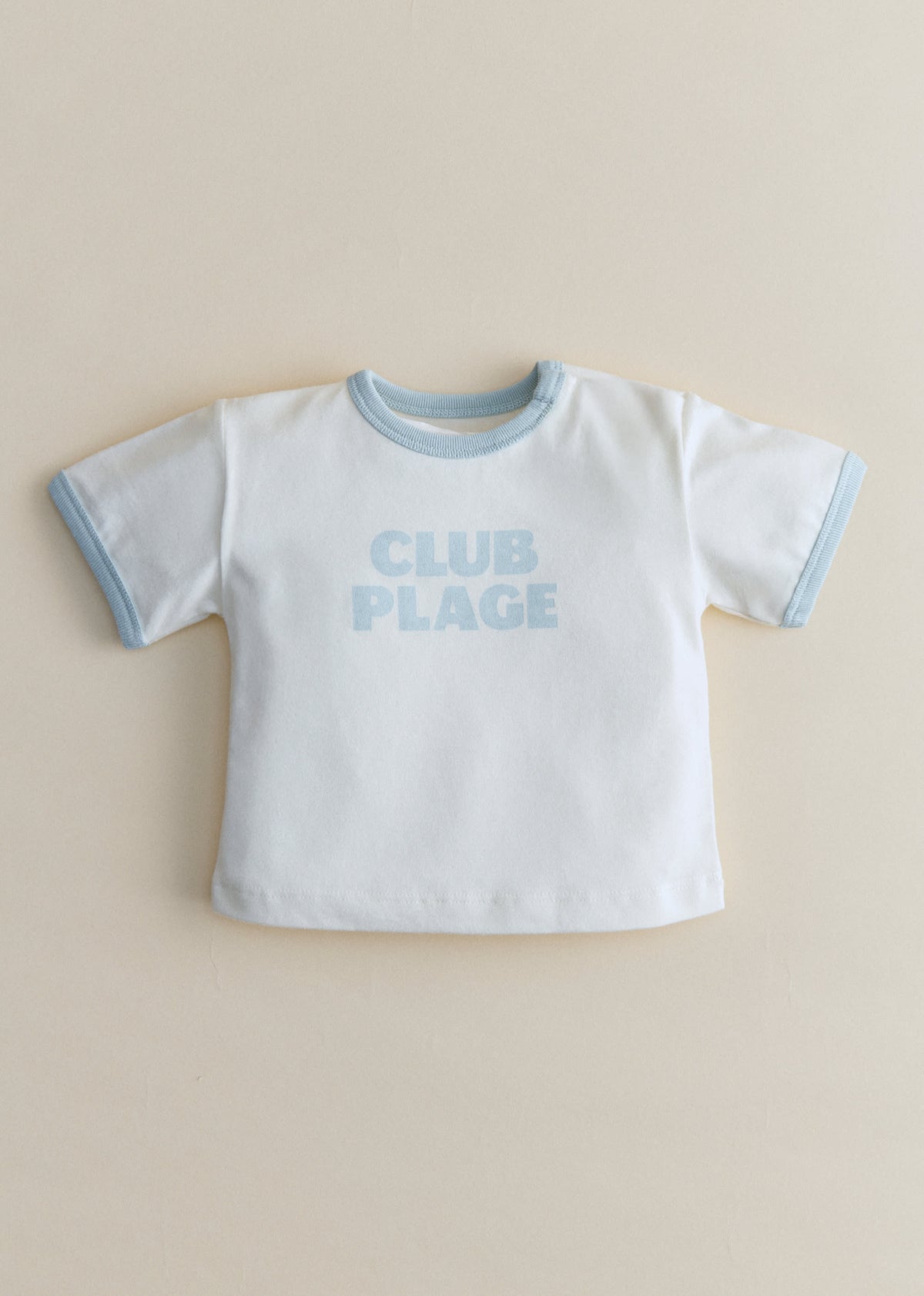 T-Shirt Club Plage - Ecru / Bleu ciel
