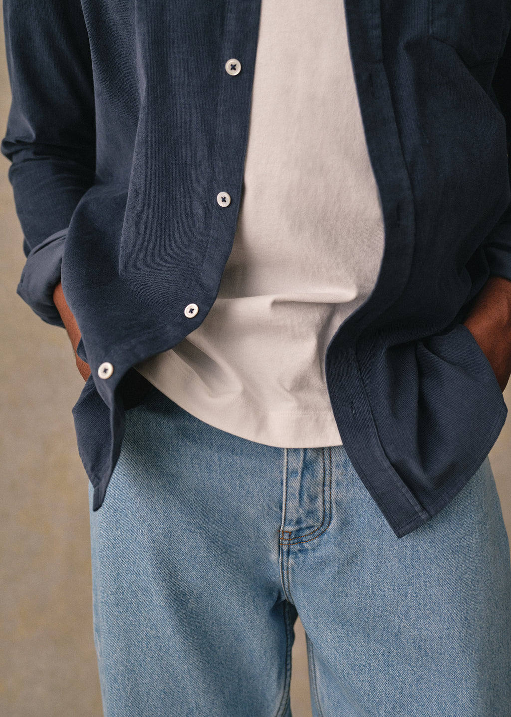 Chemise Charlie Velours - Bleu Pétrole