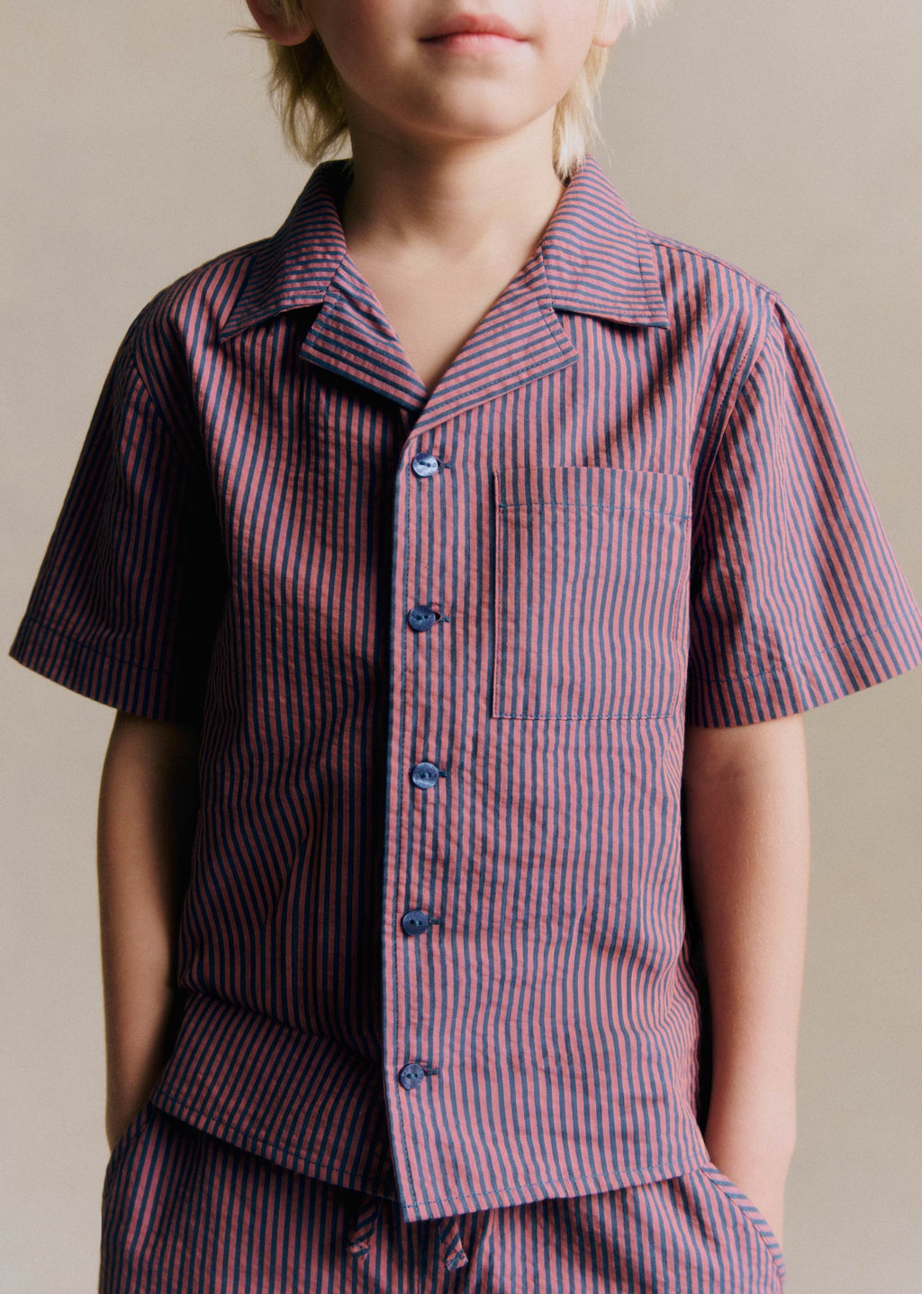 Chemise Mario - Rayure Rose Marine