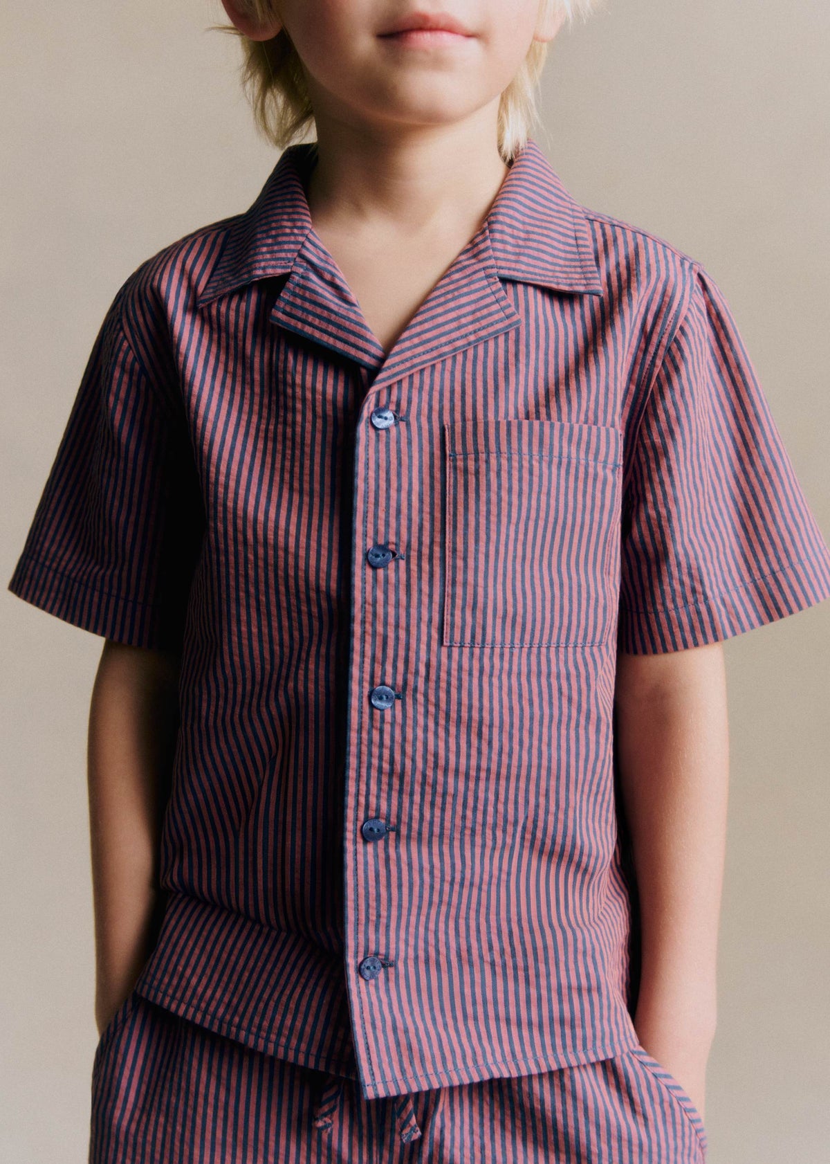 Chemise Mario - Rayure Rose Marine
