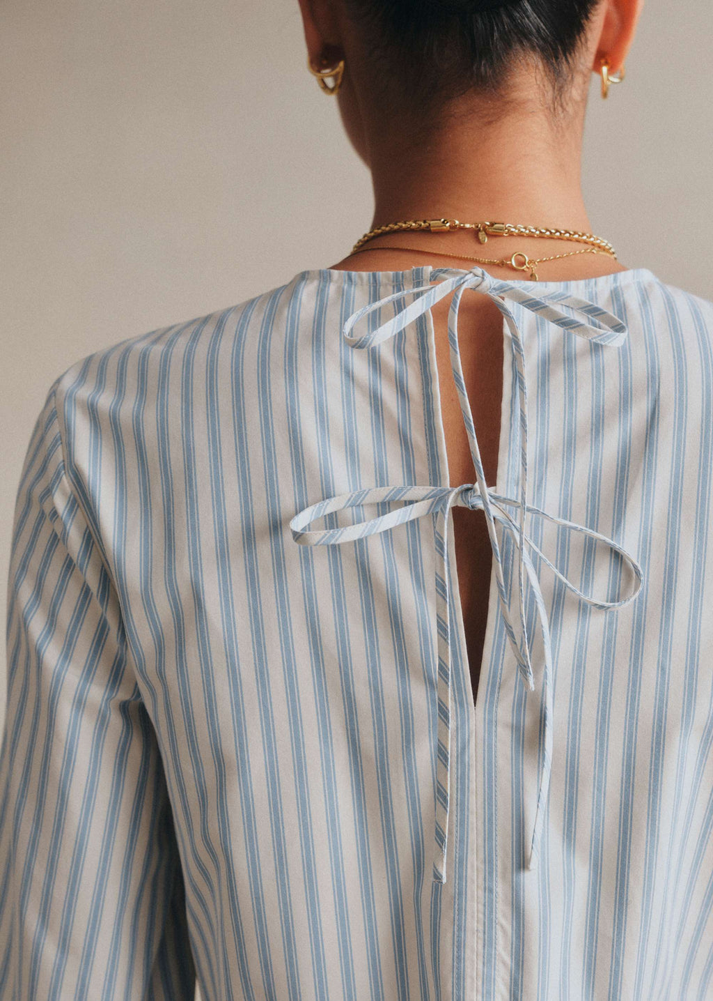 Robe Zelie - Rayures Bleu Ciel et Écru
