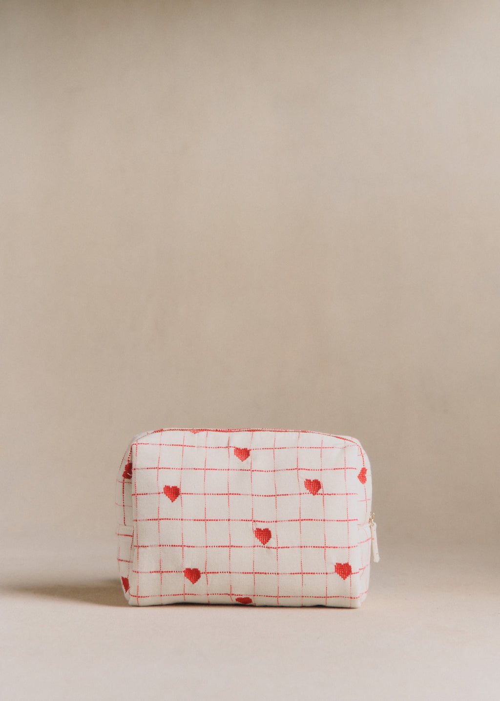 Trousse De Toilette - Broderie Coeurs Rouges