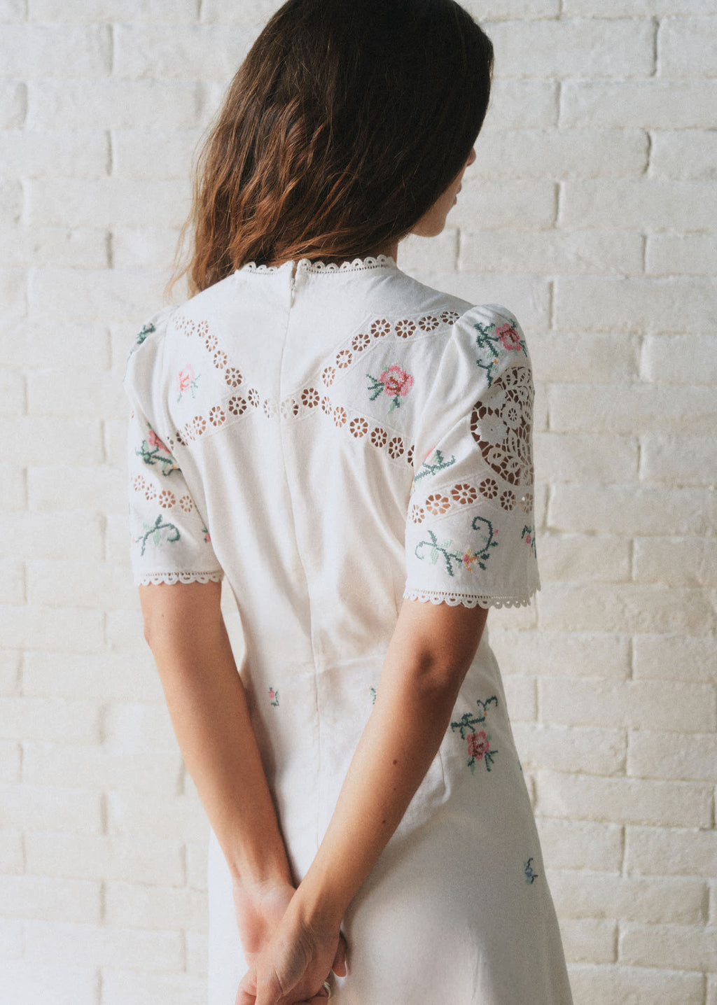 Robe Olivia - Sézane x SEA NY - Broderie Contrastée Mini Multico Fond Écru