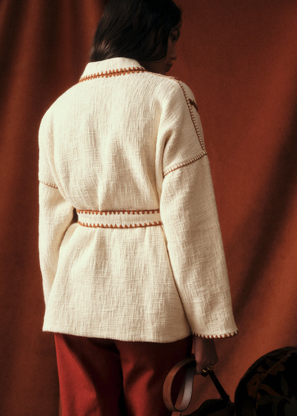 Veste Eunice - Sézane x Baziszt - Ecru Détail Caramel