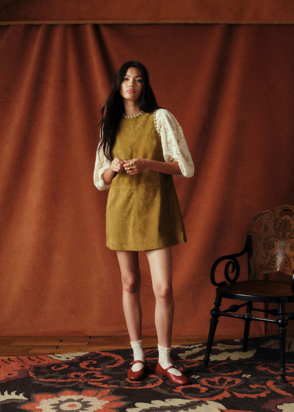 Robe Nicia - Sézane x Baziszt - Mordoré Croisillons Ecru
