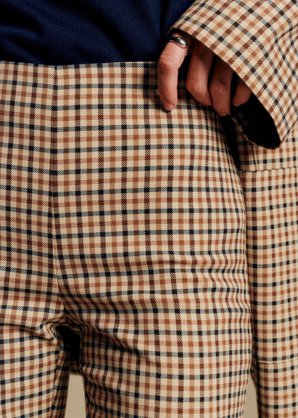 Pantalon Ciara - Carreaux Camel Beige et Noir