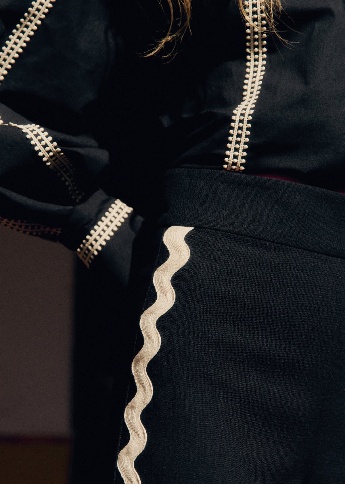 Pantalon Fausto - Noir Zigzag Ecru