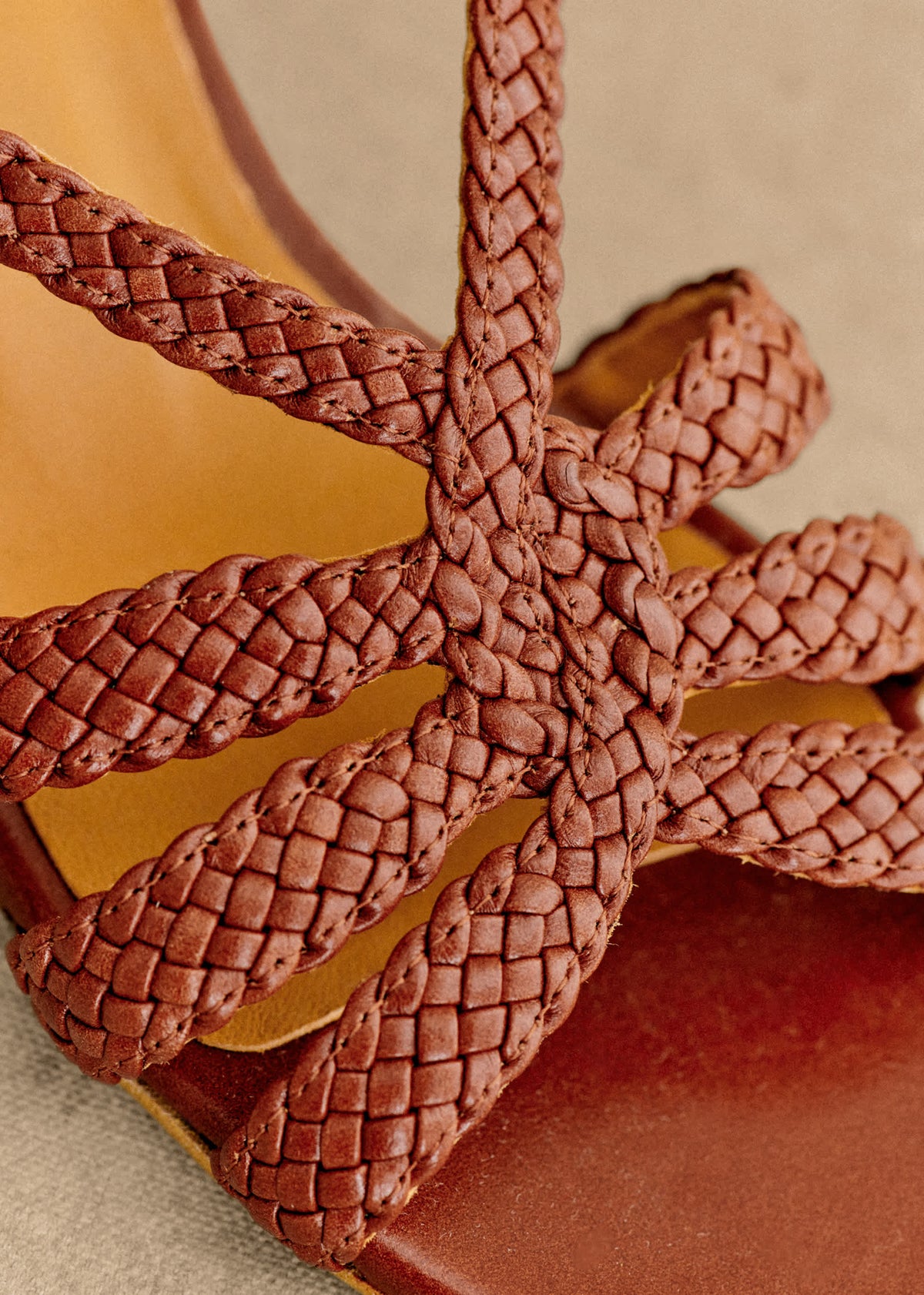 Sandales Low Rosa - Cuir Naturel Lisse Tressé