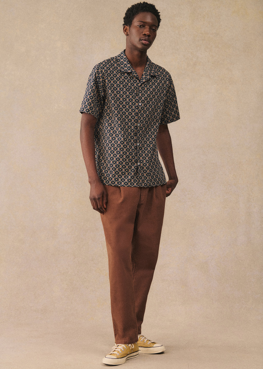 Chemise Holt - Marine Motif Ocre