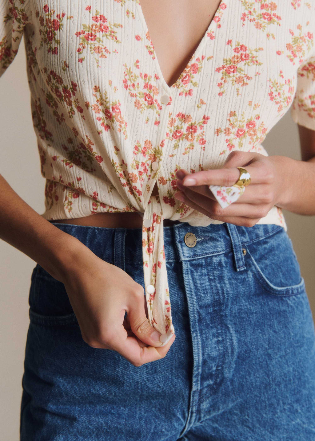 T-Shirt Jana - Imprimé Roses Corail