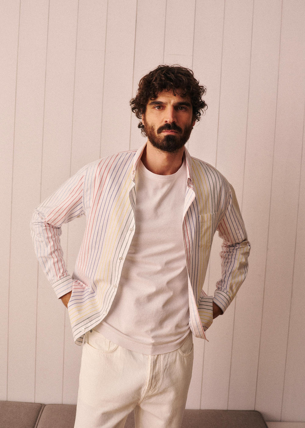 Chemise Charlie Oxford - Blanc Rayures Multicolores