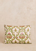 Coussin vintage velours vert - Très grand modèle - Imprimé bohème