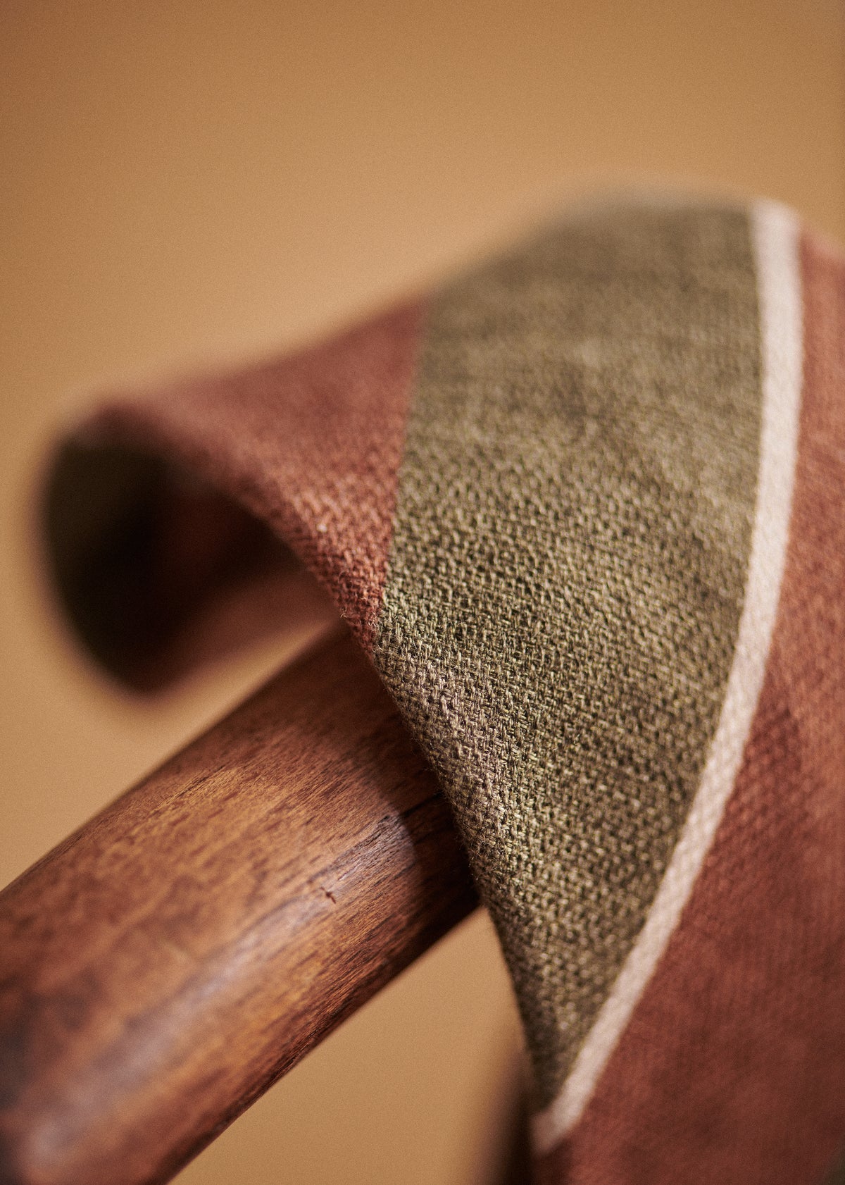 Cravate Fletcher - Rayures Kaki Marron Blanc