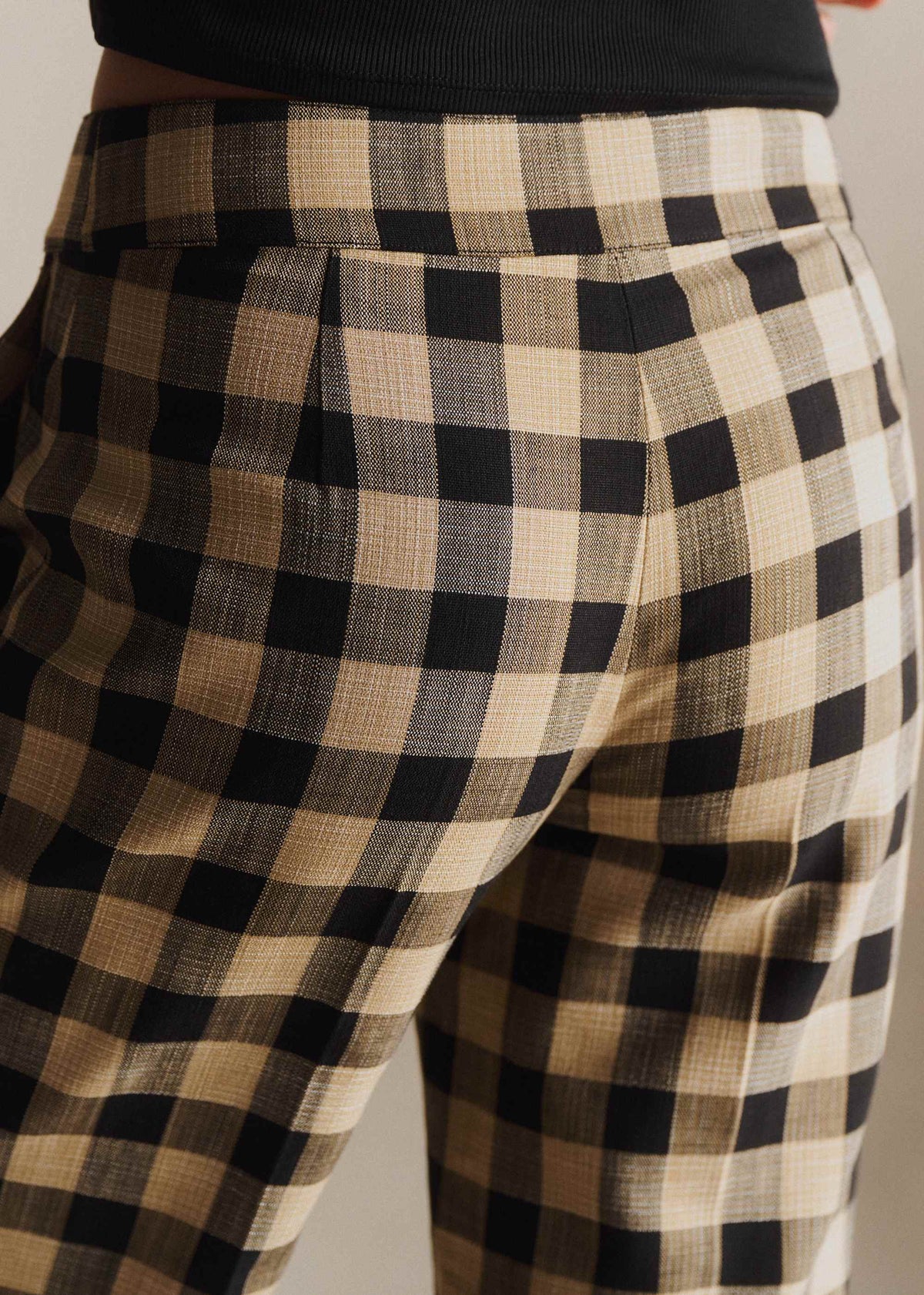 Pantalon OLIER - Vichy Beige Noir