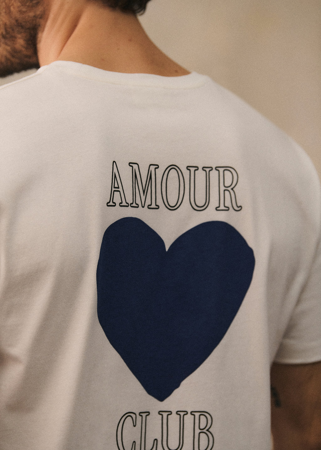 T-Shirt Coeur Amour Club - Blanc / Marine