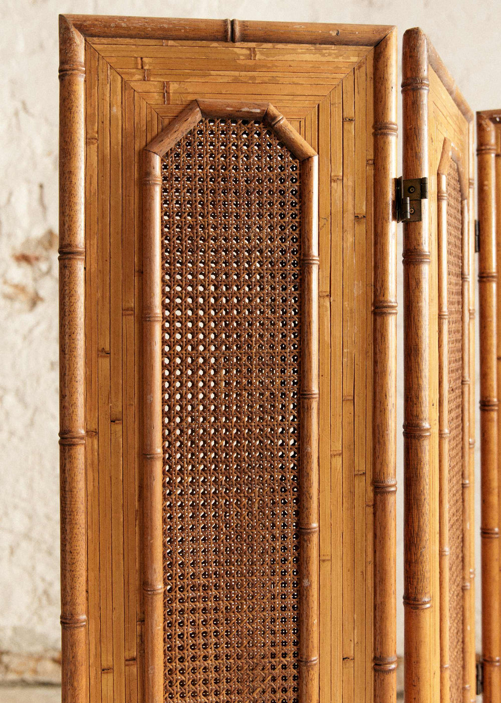 Paravent en bambou et cannage vintage - Bambou et cannage