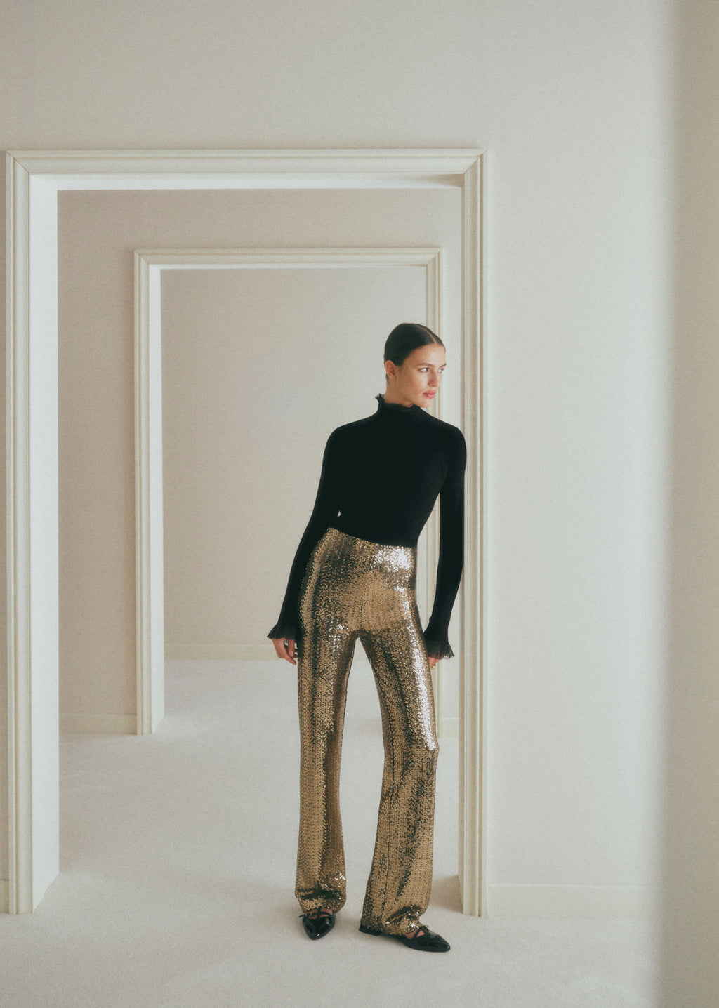 Pantalon AZIM - Sequins Chevron Doré