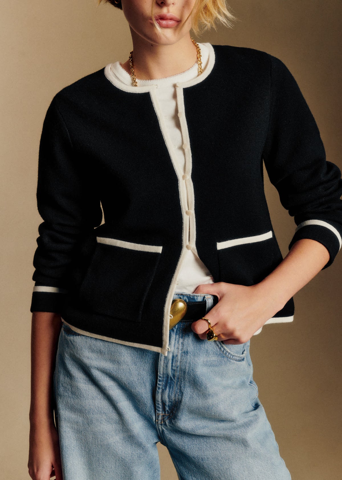Gilet Brielle - Noir Ecru