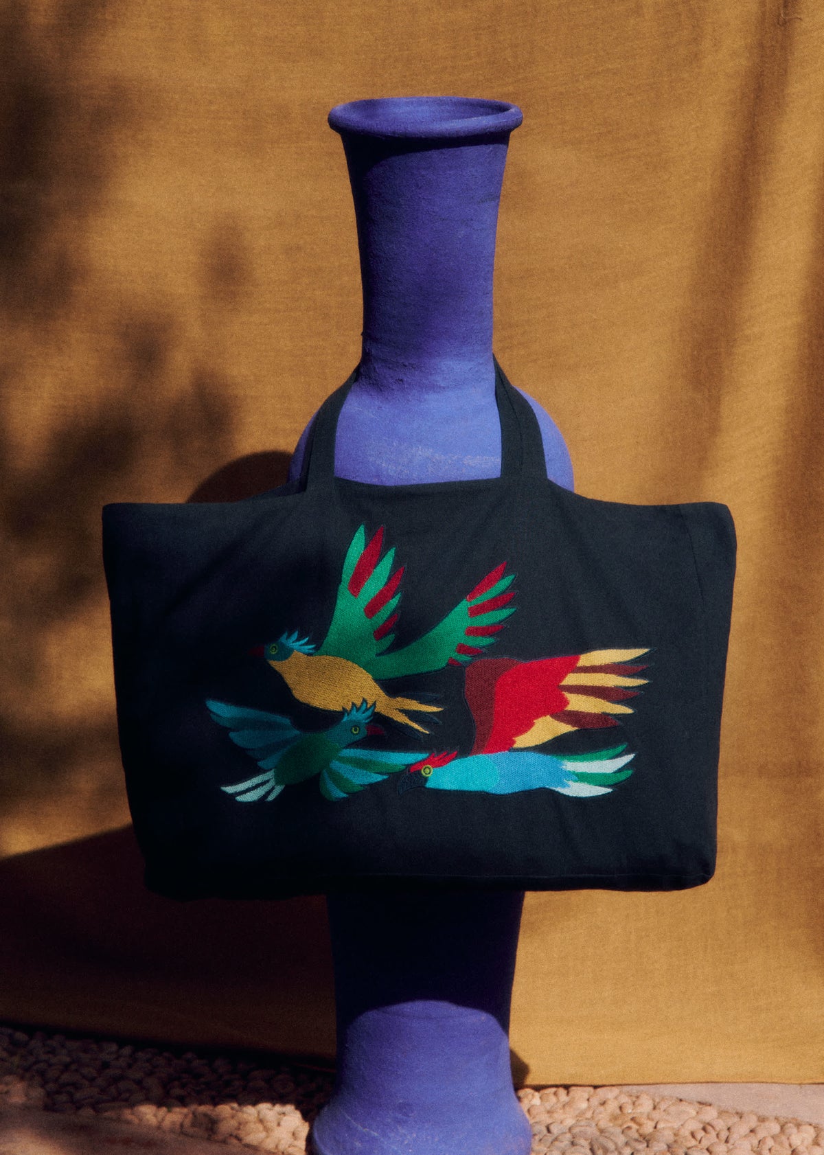Maxi Cabas brodé - Sézane x Inoui Editions - Bleu Marine