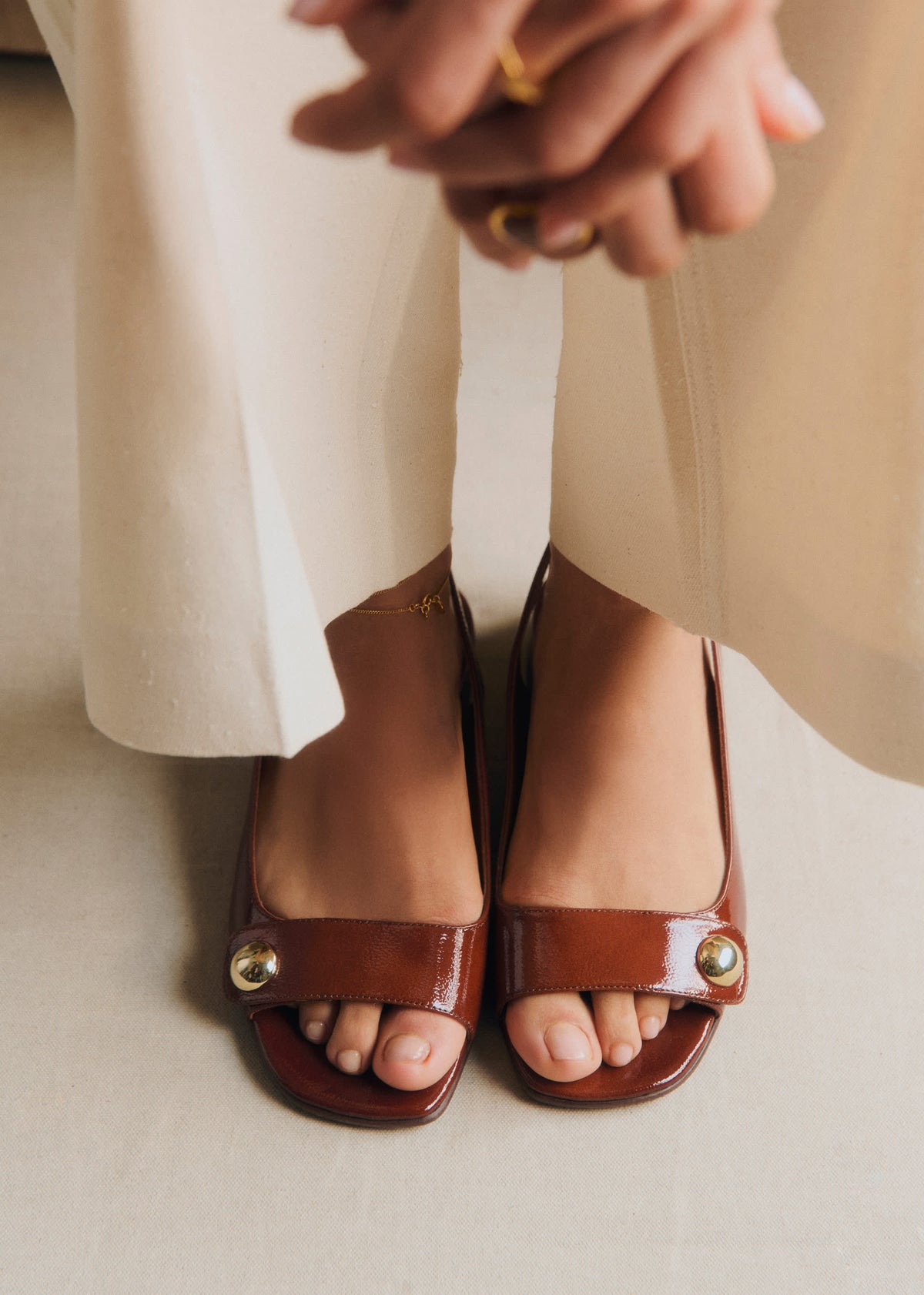 Sandales Low Joannie - Acajou Vernis