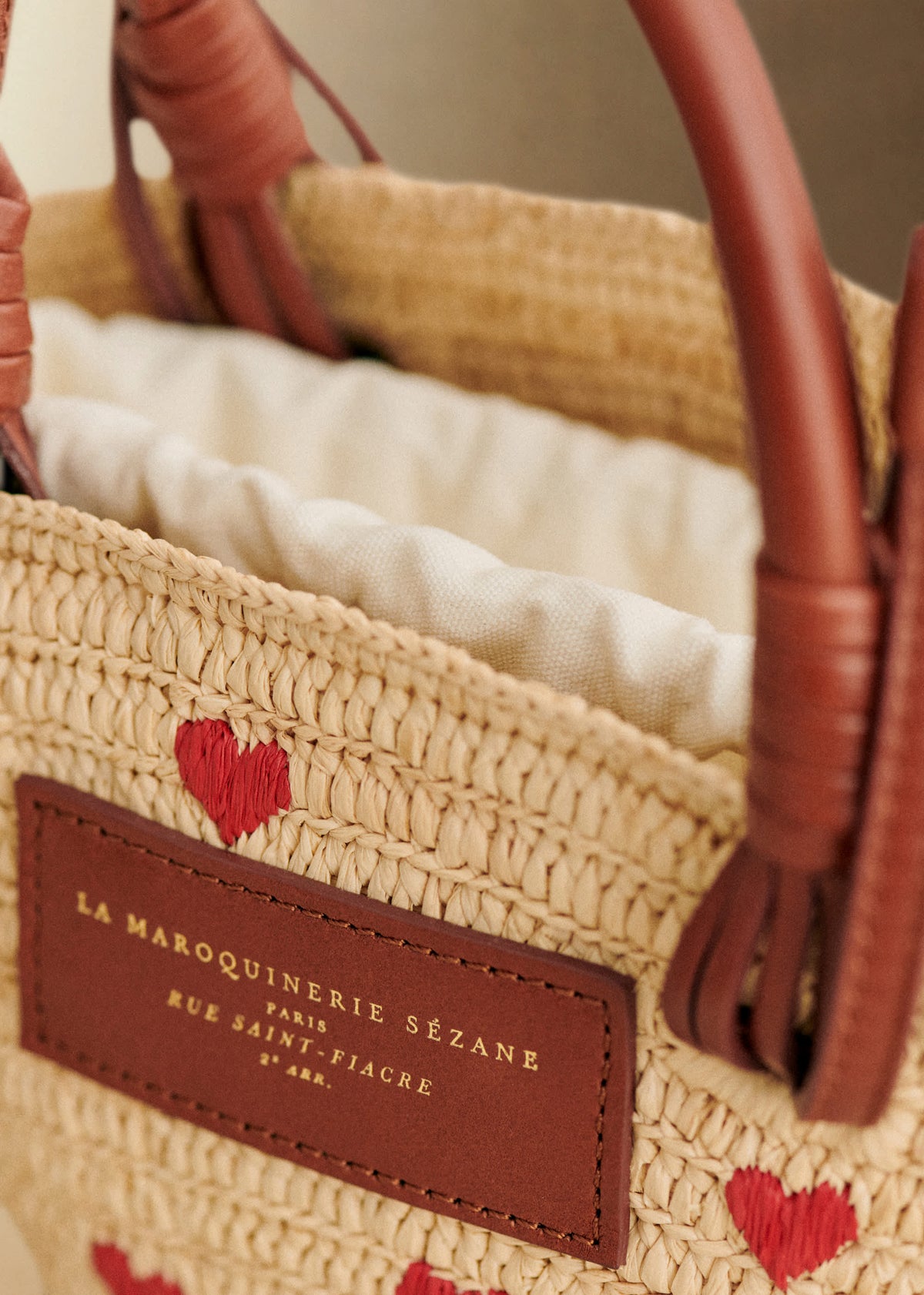 Panier Mini Justine - Raphia Broderie Coeur