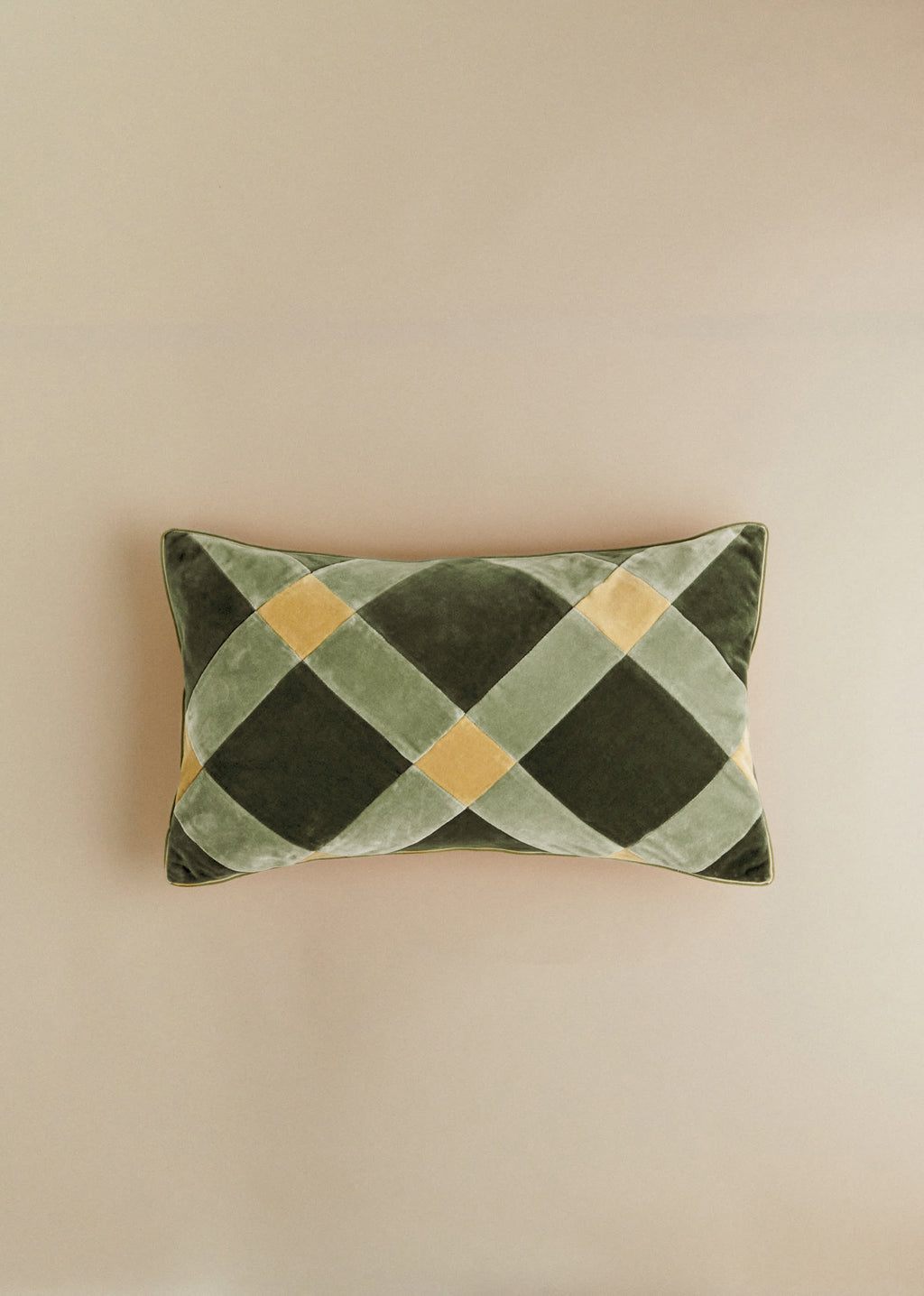 Coussin Velours Patchwork - Petit modèle - Céladon Foncé et Clair