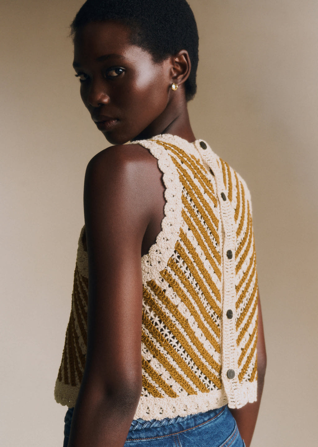 Blouse Ilona - Écru / Camel