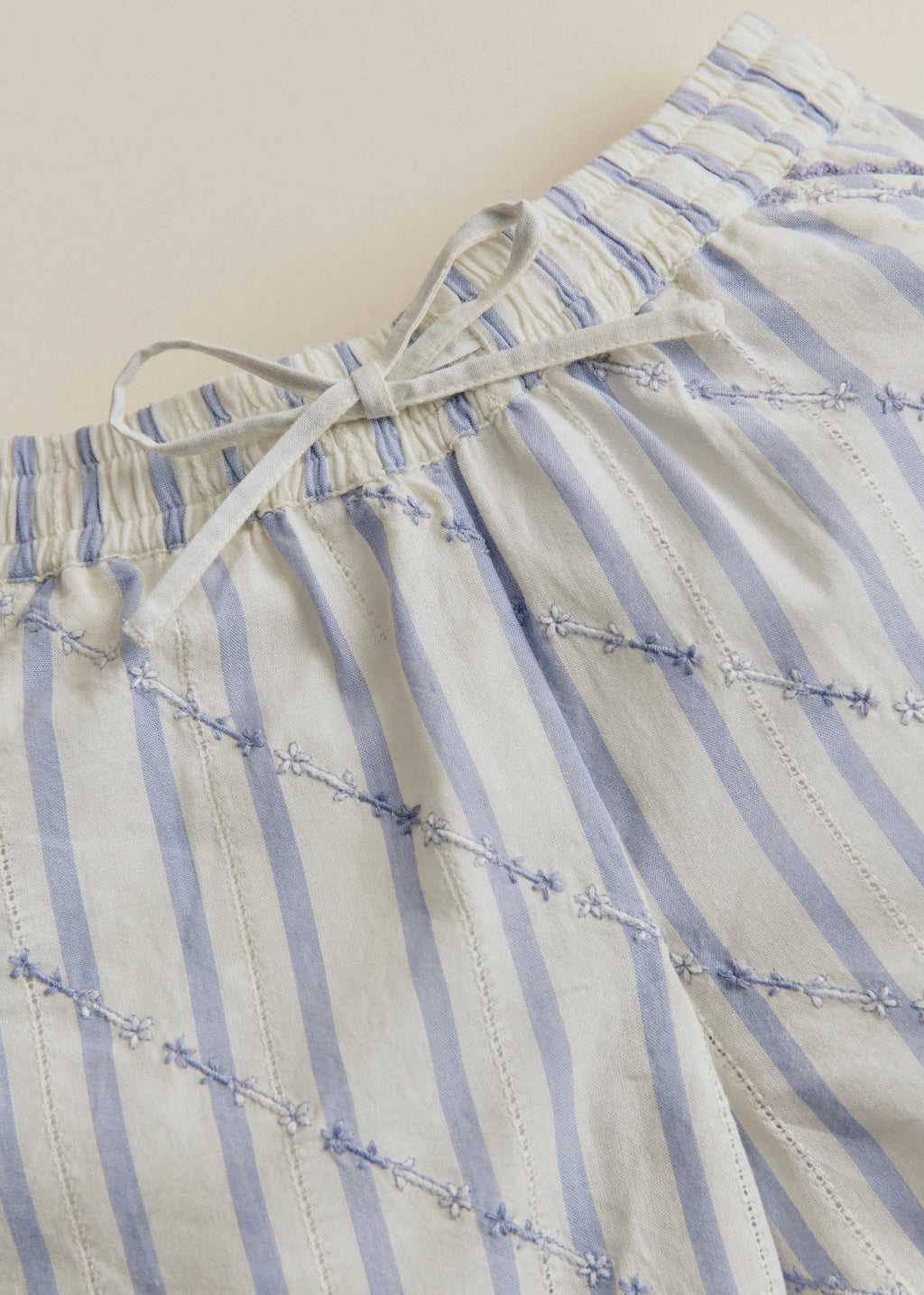 Short Coralie - Rayures Lavande Broderie